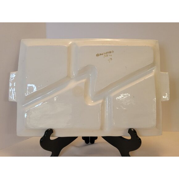 Mid Century Italy Ceramic Divided Serving Platter With Rooster & Floral Design - Picture 11 of 15